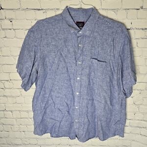 Untuckit Linen Casual Blue Button Down Shirt for Men Size XL
